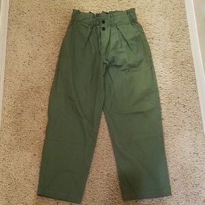 Olive Green Smocked High Waist Culottes
